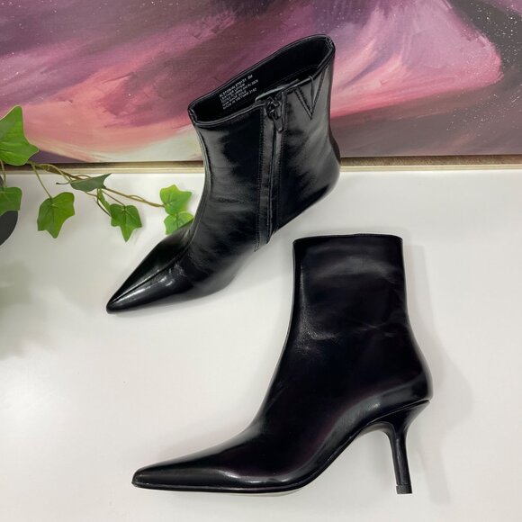 Steve Madden Alston Mid Heel Pointed Ankle Boot in Black Patent 6 - Picture 12 of 14